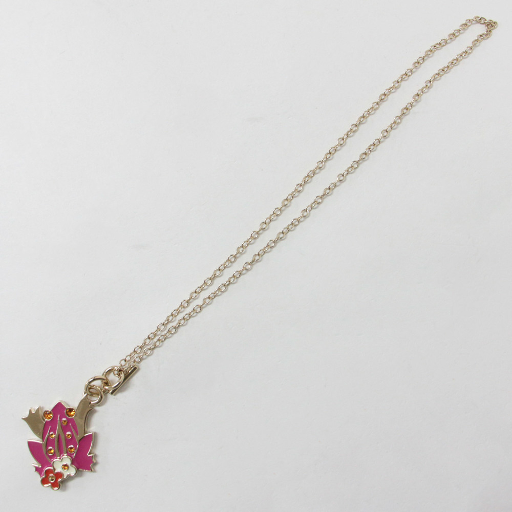 SALVATORE FERRAGAMO Necklace Pendant Jewelry Accessory Gold Pink Orange White Ch - Picture 2 of 6